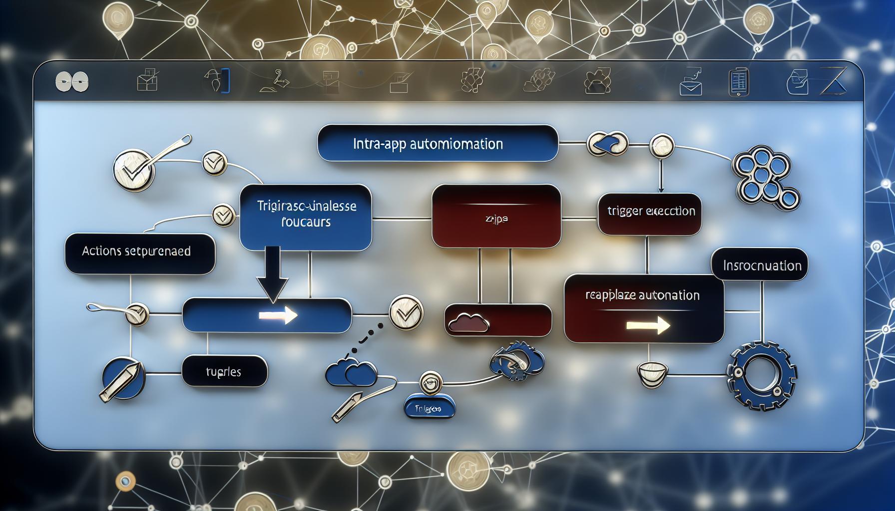 A detailed image of setting up intraapp automation in Zapier with triggers and actions within a single application