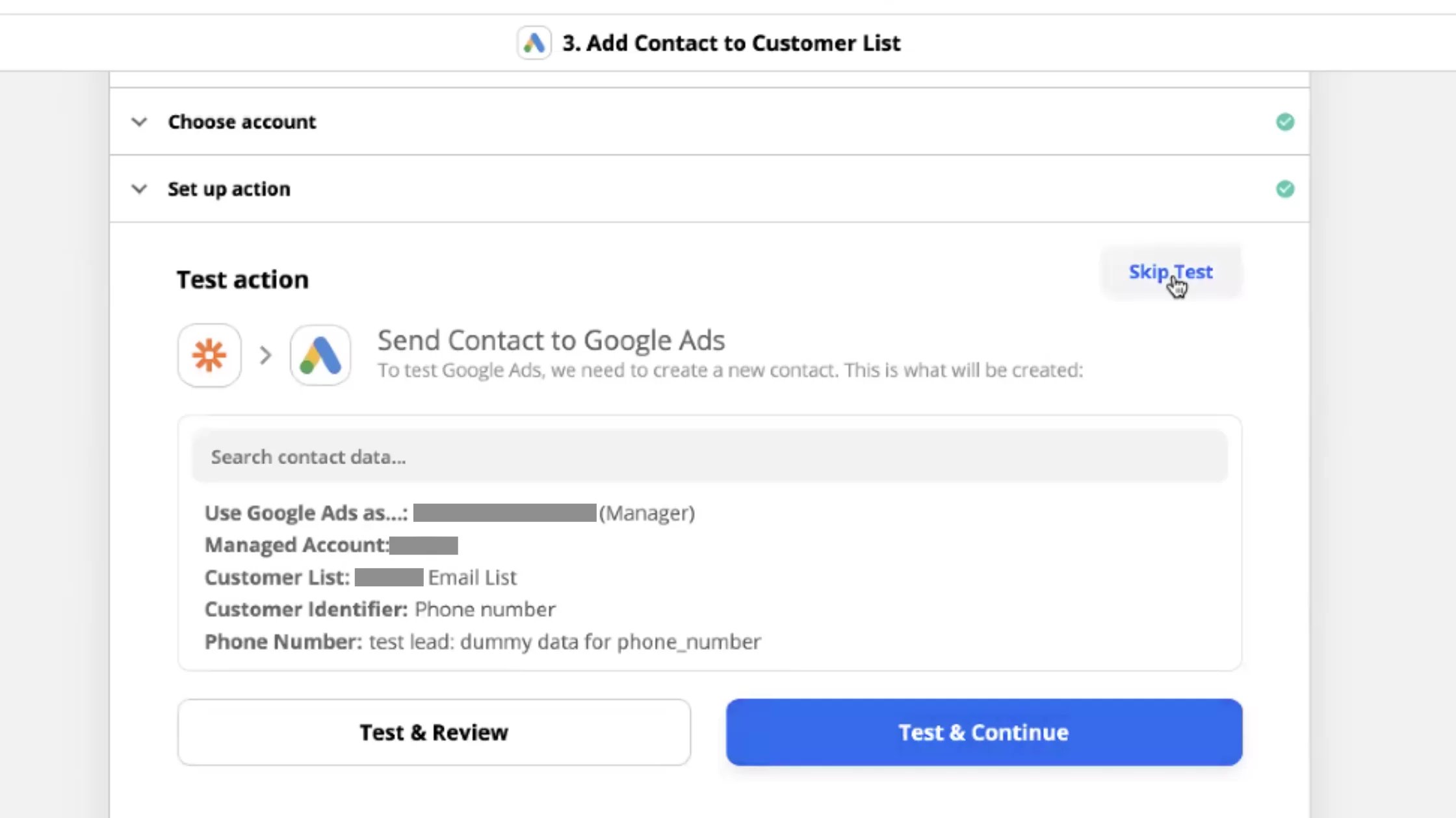 send contact to Google Ads LISTS